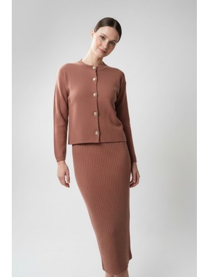 Beta Moda Hub Kadın Hırka Elbise Ikili Takım - Kiremit
