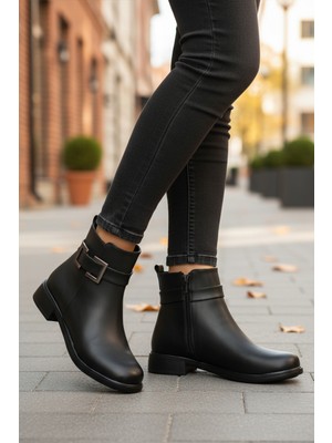 Ayakmod 209144 Z Soğuğa Dirençli Siyah Cilt Kadın Bot