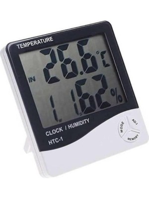 Dijital Sıcaklık Nem Ölçer Alarmlı Masa Saati ve Isı Termometre