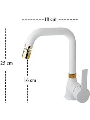 Mat Beyaz Lavabo Bataryası Pirinç 360 Derece Oynar Perlatörlü Siera