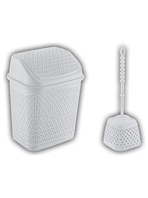 Katre Çöp Kovası ve Klozet Fırçası Beyaz