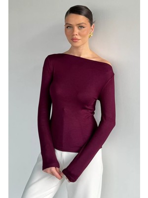 Gülseli Kadın Likralı Kayık Yaka Body Bluz P-00020268