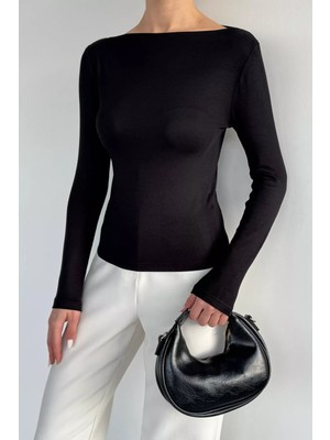 Gülseli Kadın Likralı Kayık Yaka Body Bluz P-00020268