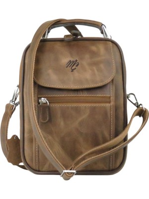 MÇ Deri Erkek El ve Omuz Askılı Premium Crazy Deri Çanta %100 Hakiki Dana Derisinden