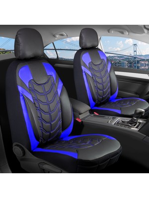 Honda Legend Uyumlu Deri Oto Koltuk Kılıfı 5 Li Set Vano Seri Mavi-Siyah