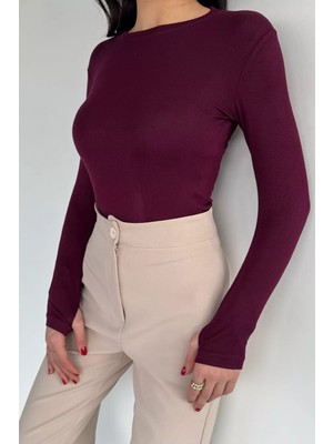 Gülseli Kadın Bisiklet Yaka Likralı Basic Body Bluz P-00020265