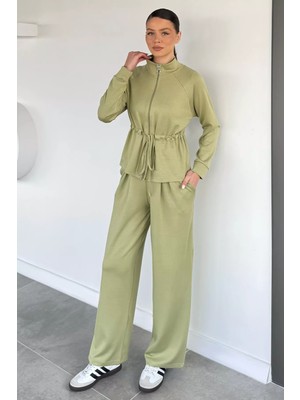 Gülseli Kadın Bel Büzgülü Kemerli Sweat Pantolon Ikili Takım P-00020273