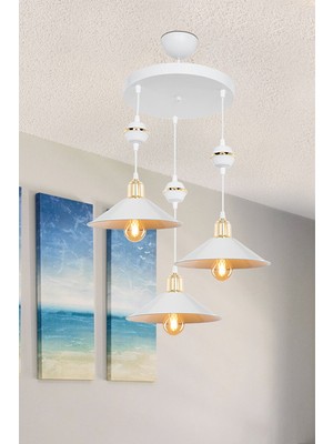 Duru Homelight Axes Beyaz Tepsi̇li̇ Küre Beyaz 3lü Beyaz Maya Avize