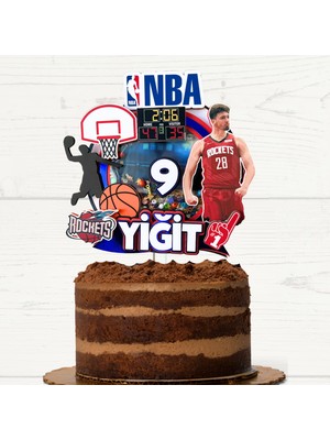 CT&More Basketbol, Alperen Temalı Erkek Çocuk Doğum Günü Isme Özel 3D Pasta Süsü Cake Topper