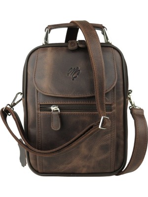 MÇ Deri Erkek El ve Omuz Askılı Premium Crazy Deri Çanta %100 Hakiki Dana Derisinden