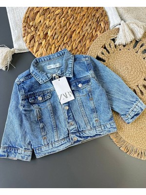 Noble Kids Klasik Mavi Denim Ceket – Unisex, 18 Ay – 6 Yaş