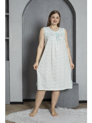 Seboteks %100 Pamuklu Sıfır Kol V Yaka Penye Büyük Beden Anne Geceliği 819