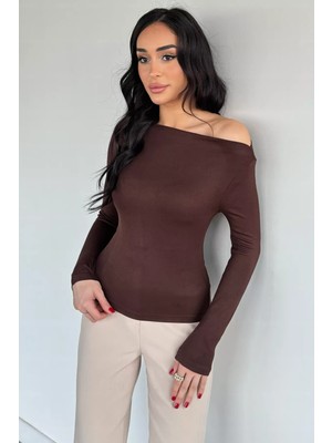 Gülseli Kadın Likralı Kayık Yaka Body Bluz P-00020268