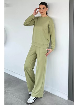 Gülseli Kadın Yan Çıtçıtlı Sweat Pantolon Ikili Takım P-00020274