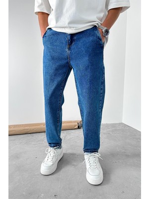 Koyu Mavi Bel Lastik Detay Regular Pantolon