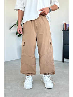 Kahverengi Paraşüt Kargo Bdg Ayarlanabilir Paça Baggy Pantolon