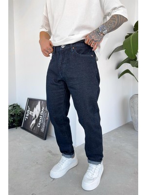 Koyu Mavi Dokulu Basic Regular Pantolon