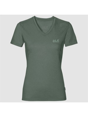 Jack Wolfskin Crosstrail T Kadın Yeşil Tişört