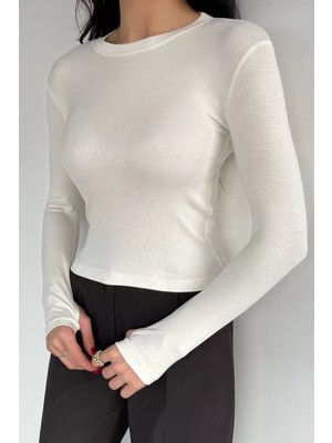 Gülseli Kadın Bisiklet Yaka Likralı Basic Body Bluz P-00020265