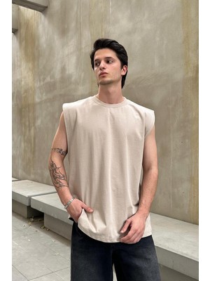 Krem Basic A1 Outplenty Premium Oversize Atlet Tişört