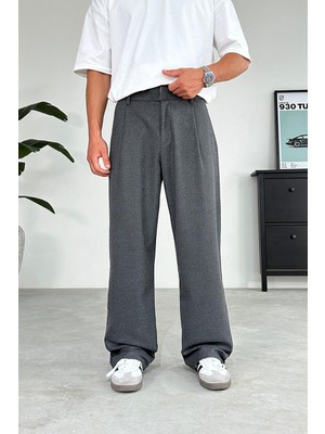 Antrasit Pile Detay 01 Baggy Kumaş Pantolon