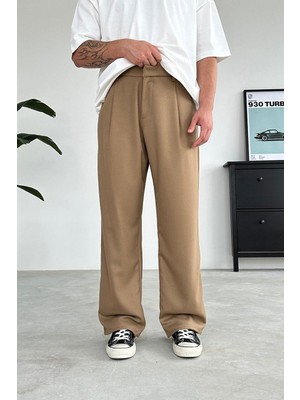 Taba Pile Detay 01 Baggy Kumaş Pantolon