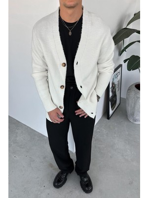 Ekru Basic Soft Relaxed Hırka