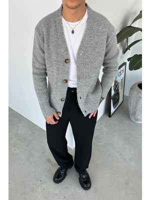 Gri Basic Soft Relaxed Hırka