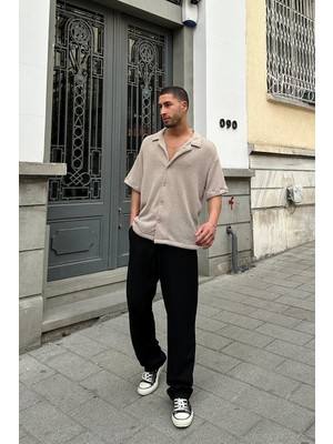 Taş Dokulu 04 Ee Oversize Gömlek