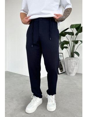 Lacivert Beli Ip Detaylı Gabardin Regular Pantolon