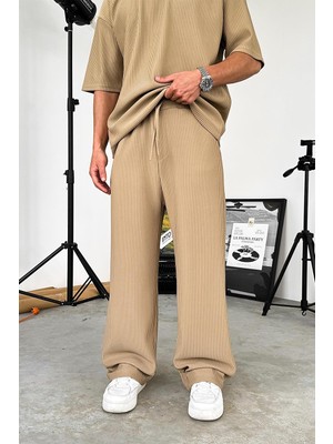 Bej Fitilli Baggy Pantolon