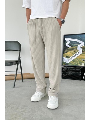 Taş Örgü Desenli Relaxed Pantolon