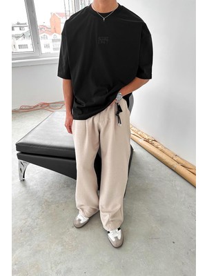 Siyah Vacation 1967 Nakış Detay Outplenty Premium Oversize Tişört