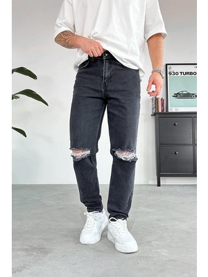 Füme Dizi Yırtık Regular Pantolon