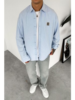 Bebe Mavi Premium Nakış Işlemeli Relaxed Gömlek