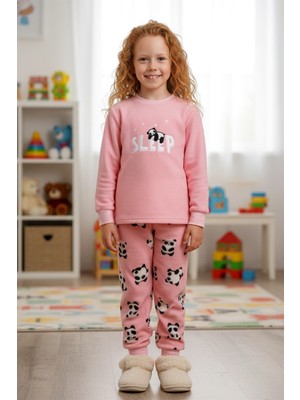 Aydoğan Kız Çocuk Kadife Polar Desenli Pijama Takımı 1679 PEMBE02