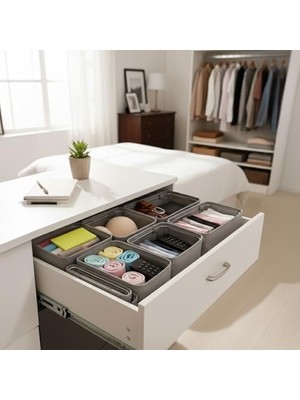 4 Adet Tek Boy Katlanabilir Çekmece Organizer Seti | Dolap Içi Saklama Kutusu | Iç Giyim, Çorap ve Aksesuar Düzenleyici | Telli Dik Duruş Sağlayan Kumaş Dolap Düzenleyici 30X15X12.5CM