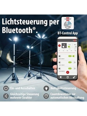 Profesyonel Serisi Hibrit Özellikli Dış Mekan IP65 Lisanslı 50W 6800 Lümen 5 Metre Kablolu Şarjlı LED Projektör
