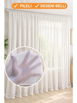 Sedef Simli Dökümlü Kurşunlu Sık Pile Tül