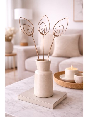 B'Clara Home 3'lü Tropik Dekoratif Cane Pradeep Vazo Çiçeği