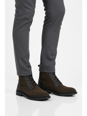 Aspor Haki Süet Hakiki Deri Bağcıklı Erkek Klasik Bot
