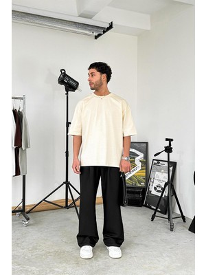Krem Cozy Basic Soft Oversize Tişört