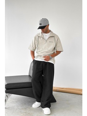 Taş Fermuarlı ee Oversize Polo Yaka Tişört