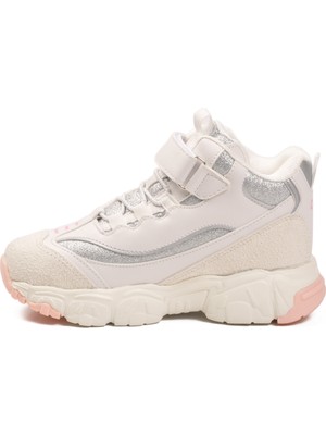 Cool Beyaz Cırtlı Desenli Kız Çocuk Hi Sneaker