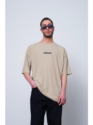 Krem Fitilli Another Level Mh oversize Tişört