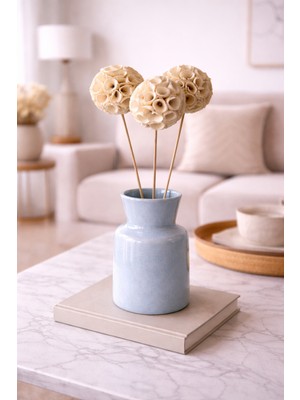B'Clara Home 3'lü Shola Crape Dekoratif Kuru Çiçek Vazo Çiçeği