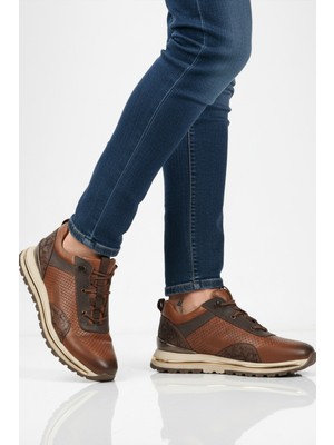 Voyager Taba Hakiki Deri Lastik Bağcıklı Erkek Casual Ayakkabı
