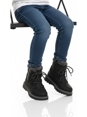 Cool Siyah Içi Polarlı Kız Çocuk Düz Bot