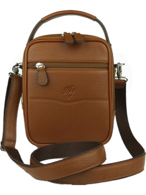 MÇ Deri Erkek El ve Omuz Askılı Deri Çanta Floater Desenli Hakiki Deri