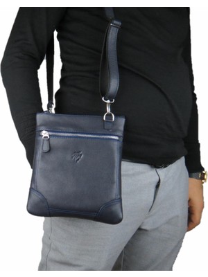 MÇ Deri Hakiki Deri Çapraz Askılı Floater Desenli Deri Çanta